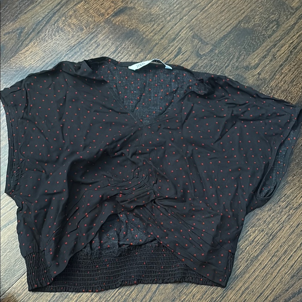Zara Black Boxy Crop Blouse